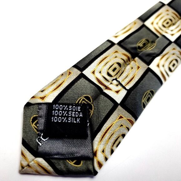 Croft & Barrow Green Beige Silk Tie Woven Wide Check - Picture 5 of 6